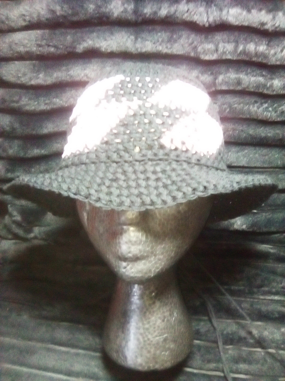 Handmade Black Crochet Bucket Hat with Pink Accents